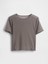 Kadın Koyu Gri Transparan Crop T-Shirt 2