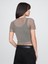 Kadın Koyu Gri Transparan Crop T-Shirt 3