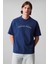 Erkek Center Chain Stitch T-Shirt - Mavi 1