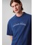 Erkek Center Chain Stitch T-Shirt - Mavi 4