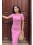 Ottoman Kumaş Kalem Elbise - Pembe 3