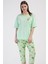 Pamuklu Kadın Büyük Beden Düşük Omuzlu Kısa Kol Kaprili Pijama Takım , 408343 1