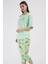 Pamuklu Kadın Büyük Beden Düşük Omuzlu Kısa Kol Kaprili Pijama Takım , 408343 3