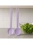 Pastel Renkli Lila Salata Kepçe Kaşık Seti - 2'li Salata Servis Seti Karıştırma Kaşığı 30 cm 1