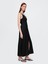 Kadın Siyah Linen-Blend Nakışlı Halter Maxi Elbise 5