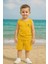 Kolsuz Yazlık Takım Erkek Çocuklar İçin Reflektör Baskılı 100% Pamuklu Sarı 1