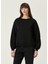 Enzo Siyah Bisiklet Yaka Kadın Sweatshirt 2
