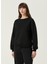 Enzo Siyah Bisiklet Yaka Kadın Sweatshirt 3