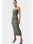 Straplez Bodycon Elbise Esnek Örme Kumaş Midi Boy Yazlık Konforlu Kesim Dayanıklı Malzeme 3