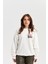 Baskılı Ekru Oversize Sweatshirt 1