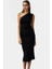 Bodycon Midi Elbise Kolsuz Tek Omuz Örme Kumaş Günlük Şık Dayanıklı Malzeme 2