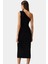Bodycon Midi Elbise Kolsuz Tek Omuz Örme Kumaş Günlük Şık Dayanıklı Malzeme 4