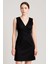 Distinctile Siyah Saten Slim Fit Abiye Elbise 5