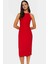 Bodycon Midi Elbise Şık Halter Yaka Nefes Alan Dokuma Kumaş Günlük ve Özel Günler Için 3