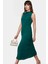 A Line Polyester Midi Elbise Degaje Yaka Krep Dokuma Astarlı Premium Kalite Modern Stil 1