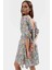 Dokuma Polyester Mini Elbise Çiçekli Desen Belden Kalp Yaka Yaz Şık Görünüm Modern Stil 3