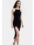 Esnek Maxi Elbise Halter Yaka Örme Kumaş Bodycon Midi Boy Rahat ve Şık Mükemmel Uyum 1
