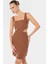 A Line Gabardin Mini Elbise Kolsuz Kare Yaka Cut Out Detay Pamuk Rahat Kullanım 2