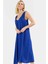 Polyester Aerobin Dokuma Midi Elbise V Yaka Shift Kalıp Modern Stil 2