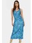 Bodycon Midi Elbise Çiçek Baskı 96% Polyester 120CM Boy Örme Kumaş Dayanıklı Malzeme 1