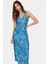 Bodycon Midi Elbise Çiçek Baskı 96% Polyester 120CM Boy Örme Kumaş Dayanıklı Malzeme 2