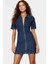 Care Koleksiyonu Mini Denim Elbise Gömlek Yaka Fermuarlı Bodycon 88CM Şık Görünüm Uzun Ömürlü 1