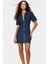 Care Koleksiyonu Mini Denim Elbise Gömlek Yaka Fermuarlı Bodycon 88CM Şık Görünüm Uzun Ömürlü 2