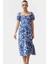 Shally Dokuma Viskoz Çiçekli Skater Elbise Gipeli Midi Boy Yüksek Kalite Günlük Kullanım Için 3