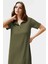 Yazlık Bürümcük Dokulu Midi Elbise Nefes Alan Polyester Kumaş Polo Yaka Kısa Kollu 3