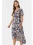 Rahat Kesim Çiçek Desenli Midi Elbise Viskoz Kumaştan Üretilmiştir Mükemmel Uyum 2