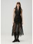 Siyah Organza Etekli Midi Elbise 1