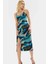 Yazlık Örme Midi Elbise V Yaka Bodycon Tül Soyut Desen Modern Stil Özel Tasarım 1