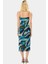 Yazlık Örme Midi Elbise V Yaka Bodycon Tül Soyut Desen Modern Stil Özel Tasarım 2