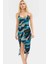 Yazlık Örme Midi Elbise V Yaka Bodycon Tül Soyut Desen Modern Stil Özel Tasarım 3