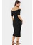 Bodycon Midi Elbise Carmen Yaka Renk Gofre Dokuma Örme Kumaş Uzun Ömürlü Rahat ve Şık 1