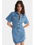 Pamuk Denim Gömlek Elbise Midi Boy Kısa Kollu Casual Stil Mükemmel Uyum Şık Görünüm 3