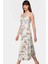 Rahat A Line Crinkle Dokuma Midi Elbise Çiçek Desenli Polyester Kaliteli Işçilik Modern Stil 1