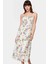 Rahat A Line Crinkle Dokuma Midi Elbise Çiçek Desenli Polyester Kaliteli Işçilik Modern Stil 2