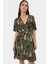Şık Çiçekli Viskoz Mini Elbise Rahat A Line Kalıp Yazlık Modern Stil Seçkin Malzeme 1