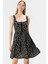 Çiçekli Agraflı Mini Elbise Viskoz Kumaş Skater Kalıp Yazlık Profesyonel Görünüm 3