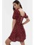 Kısa Kollu Çiçekli Mini Elbise Viskoz Skater Rahat Yazlık Trend Tasarım Modern Stil 3
