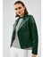 Latoya Kadın Yeşil Biker Deri Ceket 24SGD5059VE 2