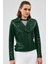 Latoya Kadın Yeşil Biker Deri Ceket 24SGD5059VE 4