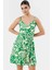 Dokuma Viskoz Mini Elbise V Yaka Skater Kalıp Çiçek Desenli Yazlık Kaliteli Işçilik Uzun Ömürlü 2