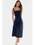 Cool&comfort Polyester Maxi Elbise A Kesim Kalp Yaka Dokuma Kumaş Mükemmel Uyum 2
