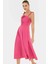 Cool&comfort Polyester Maxi Elbise A Kesim Kalp Yaka Dokuma Kumaş Mükemmel Uyum 2