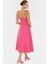 Cool&comfort Polyester Maxi Elbise A Kesim Kalp Yaka Dokuma Kumaş Mükemmel Uyum 3