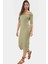 Bodycon Midi Elbise Carmen Yaka Renk Gofre Dokuma Örme Kumaş Uzun Ömürlü Rahat ve Şık 1