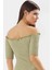 Bodycon Midi Elbise Carmen Yaka Renk Gofre Dokuma Örme Kumaş Uzun Ömürlü Rahat ve Şık 3