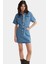 Kısa Kollu Denim Gömlek Elbise %pamuk Midi Boy Casual Trend Tasarım Özel 1